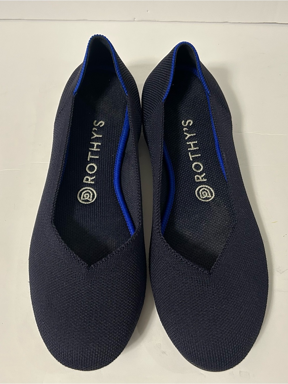 Rothy’s The Flat Navy Blue Round Toe Slip-On Ballet Flats Women’s Size 8.5
